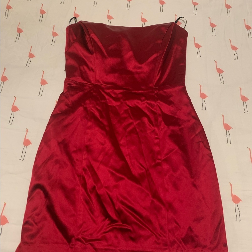 Bebe Scarlet Satin Gown
